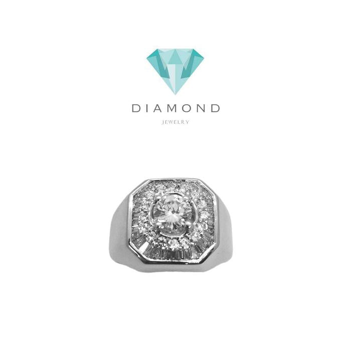 Diamond Solitaire Mens Ring 18K white gold-Diamond Jewelry