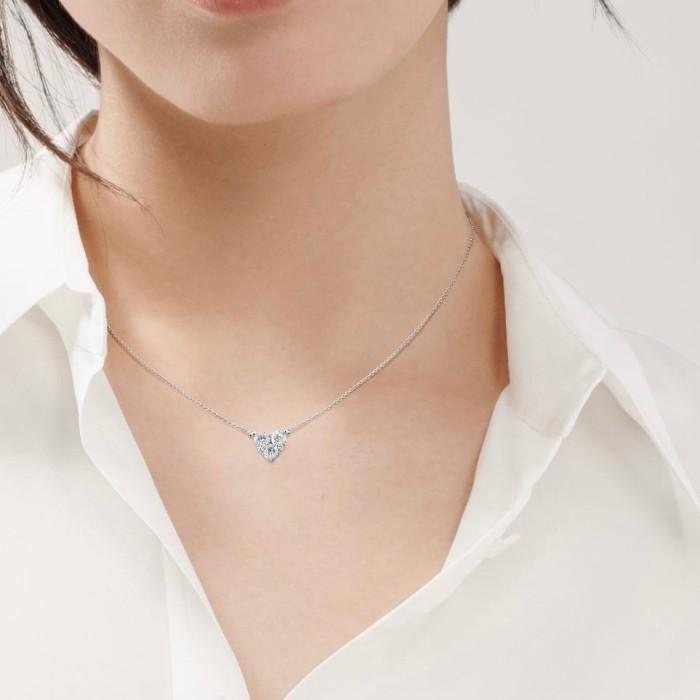 Heart Diamond necklace 18k white gold-Diamond Jewelry