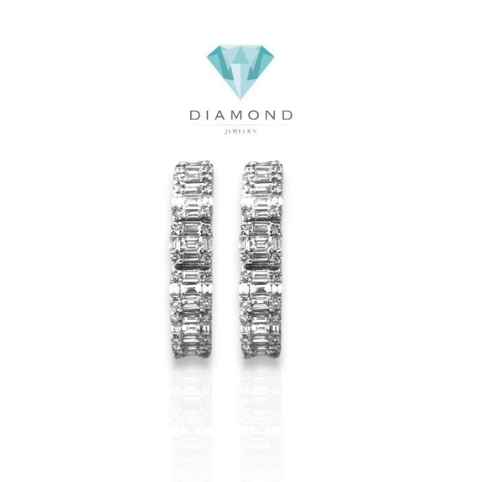 Baguette diamond hoop earring 18k/anting hoop berlian baguette/anting berlian clara baguette-Diamond Jewelry