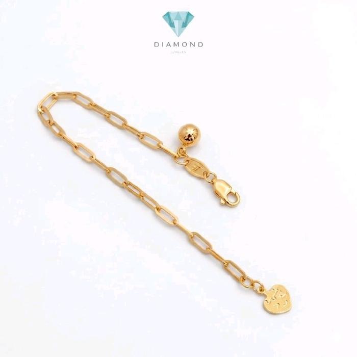 Kids Gold Chain Bracelet with bell 16K / Gelang Rantai Emas Anak dengan lonceng 16K / Diamond Jewelry/ 493GMS201LS