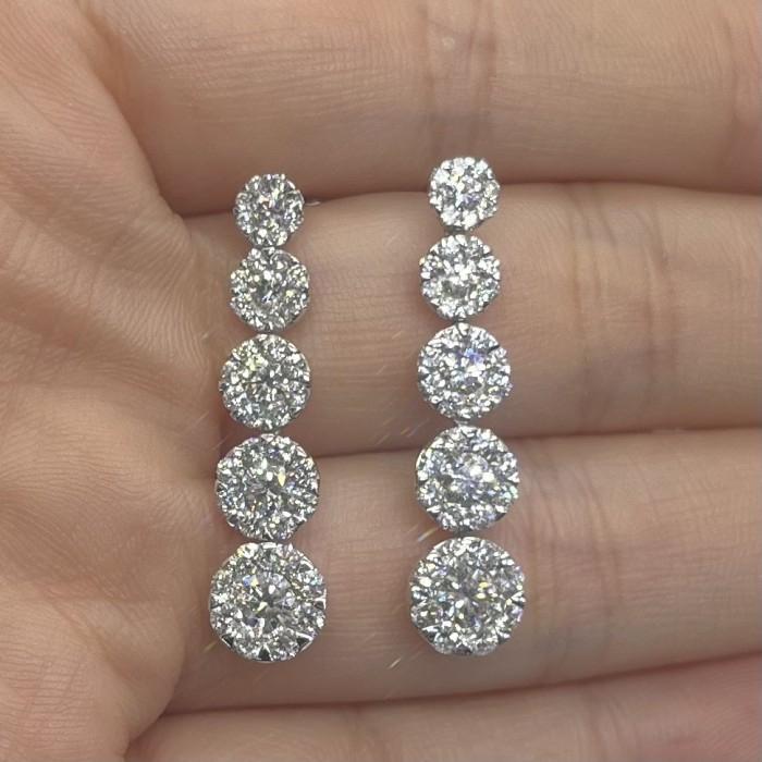 Diamond tennis earring 18k White gold-Diamond Jewelry