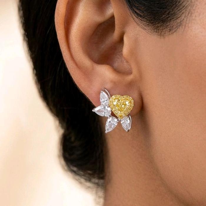 Heart Yellow Diamond Earring 18K / Anting Berlian Kuning Berbentuk Hati 18K / Diamond Jewelry / 2AB26000VLR