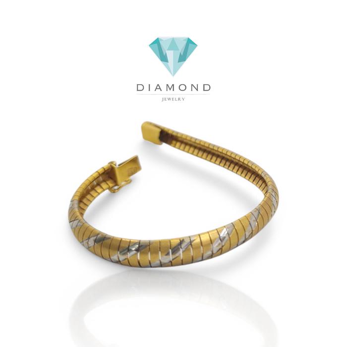 Gelang Emas Kombinasi Italy Stripe 23K-Diamond Jewelry-77GMS19WP-HT