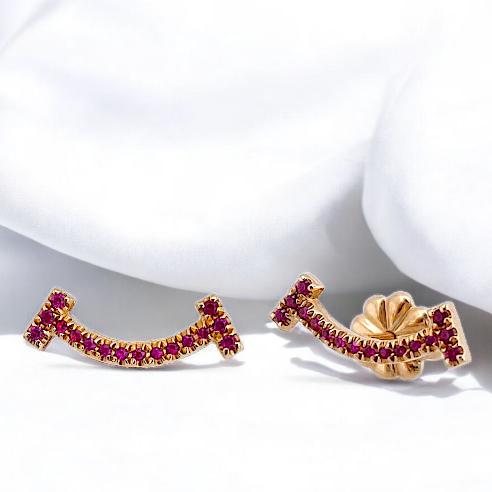 T Smile Pink Sapphire Earring 18K / Diamond Jewelry