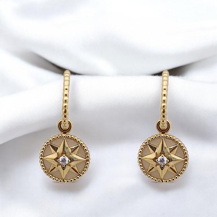 Star Lucky MOP Diamond Earring 18K / Diamond Jewelry-367ABD468RY-HT