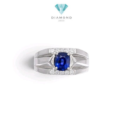 Blue Sapphire Diamond Ring 18K / Cincin Berlian Blue Sapphire 18K / Diamond Jewelry / SR0054722