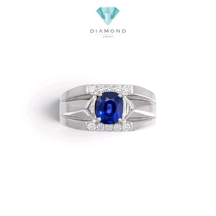 Blue Sapphire Diamond Ring 18K / Cincin Berlian Blue Sapphire 18K / Diamond Jewelry / SR0054722