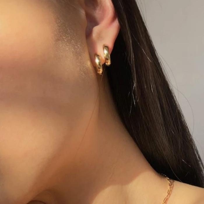 Small hoop anting bayi/anting wanita emas bulat polos 16/17k/ anting emas hoop /anting emas bayi polos-Diamond Jewelry