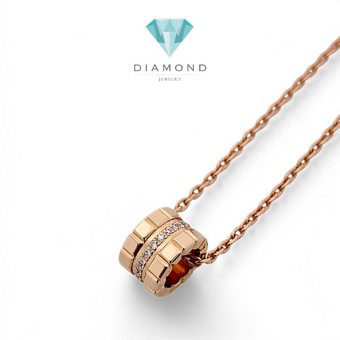 Ice Cube Diamond Chop Pendant Necklace 18K/Square Ice Cube Kalung Berlian / Diamond Jewelry-378KBD12000RY-HT