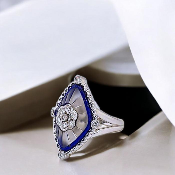 Blue Sapphire Diamond Ring 18K / Diamond Jewelry