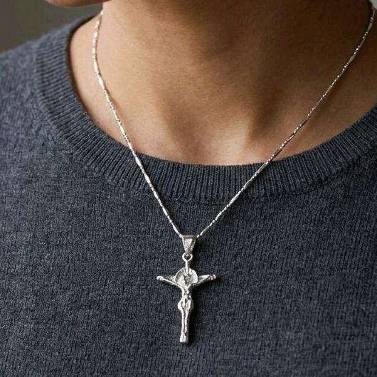 White Gold Jesus Cross Pendant 18K / Liontin Salib Yesus Emas Putih 18K / Diamond Jewelry / 287LMSLS2