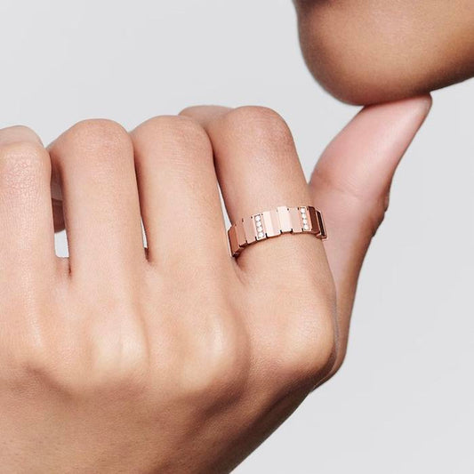 Savoir stripes bamboo diamond ring 18k dr/ cincin berlian dr -Diamond Jewelry