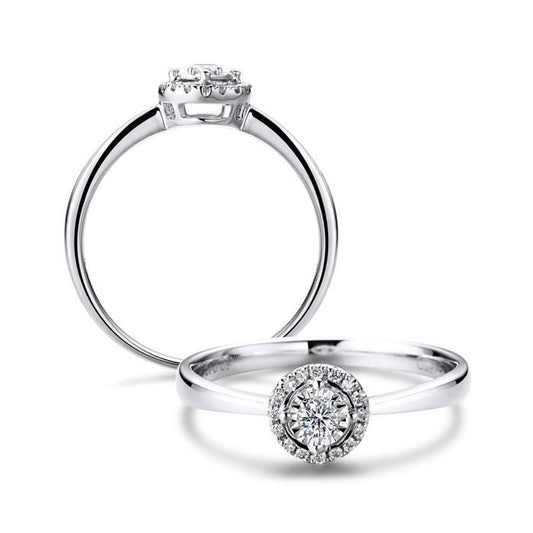 Halo Solitaire Lily Diamond ring 18k -Diamond Jewelry