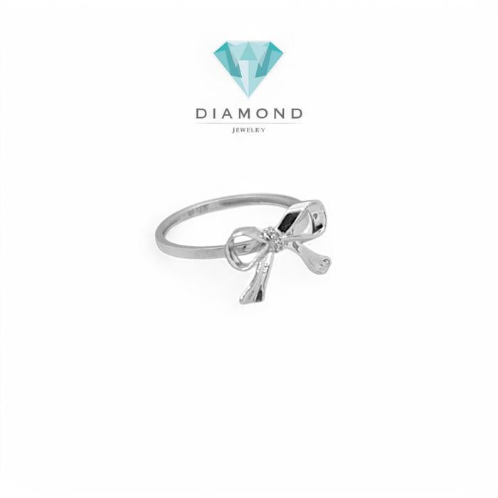 Cincin Mas Putih Pita 750K-Diamond Jewelry