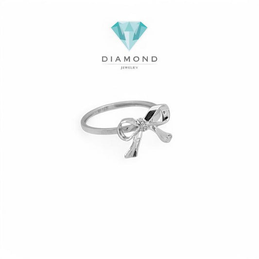 Cincin Mas Putih Pita 750K-Diamond Jewelry