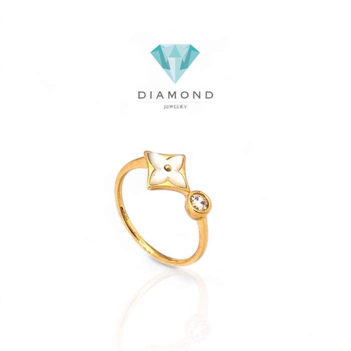 Cincin Emas 16K Mutiara Pearl  Diamond Jewelry-392CMS139LS-HT
