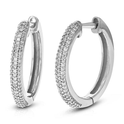 Diamond earring Anting Pave Berlian hoop klip white gold 18K Diamond Jewelry