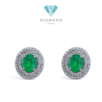 Emerald Diamond Earring 18K / Diamond Jewelry