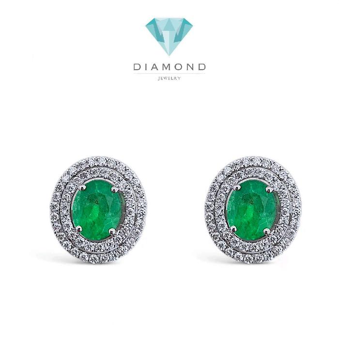 Emerald Diamond Earring 18K / Diamond Jewelry