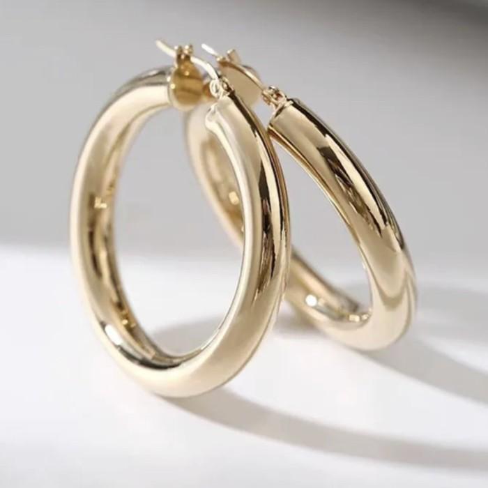 Earring Vintage Simple Hoop  Gold 18K -Diamond Jewelry-96GBD600CHLS-HT