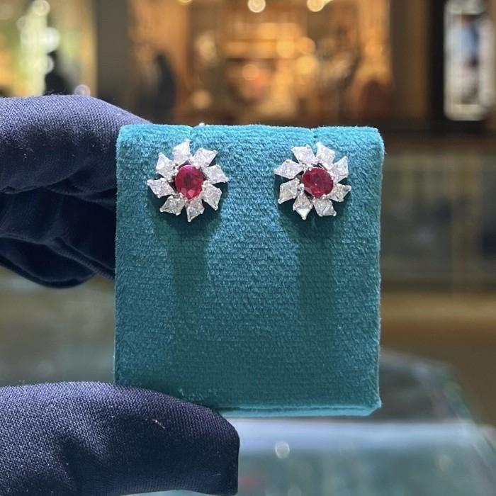 Ruby Diamond Earrings 18K