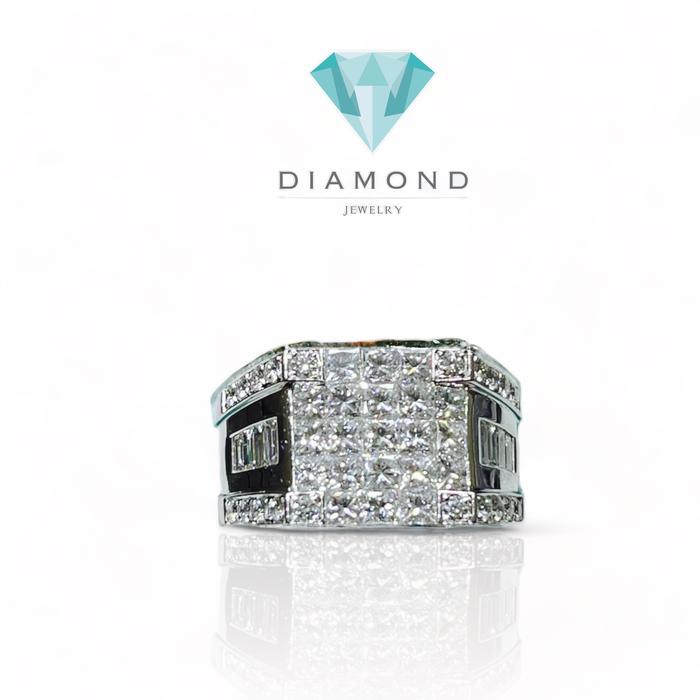Diamond Ring Man Square white gold 18k -Diamond Jewelry