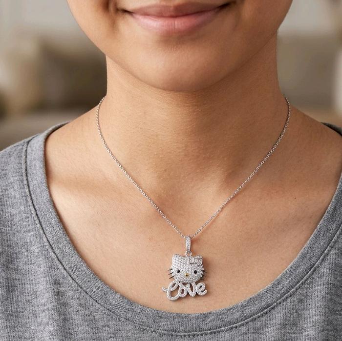 White Gold Hello Kitty Pendants 18K / Liontin Emas Putih Hello Kitty 18K / Diamond Jewelry / 200LMSWP4