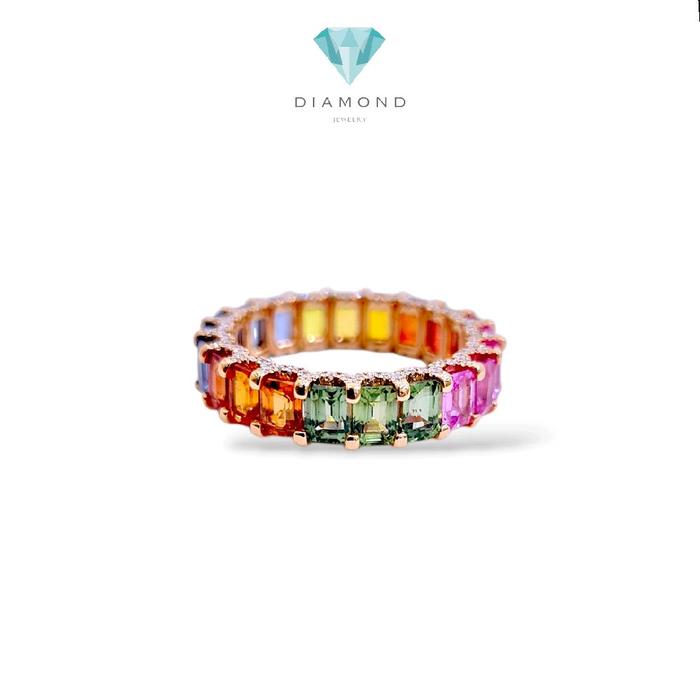 Rainbow Tennis Diamond Ring 18K / Diamond Jewelry / 119BC117000AB