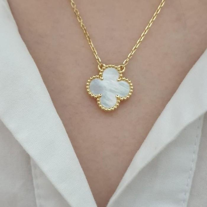 Kalung Vintage Clover MOP 18K Gold Diamond Jewelry-383KBD2000LS-HT