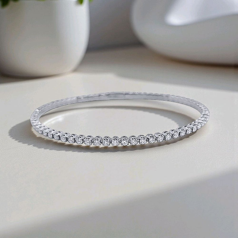 Tennis Listring White Gold And Diamond Bangle 18K / Gelang Berlian Tennis Lurus 18K / Diamond Jewelry 144GB131000AB-HT