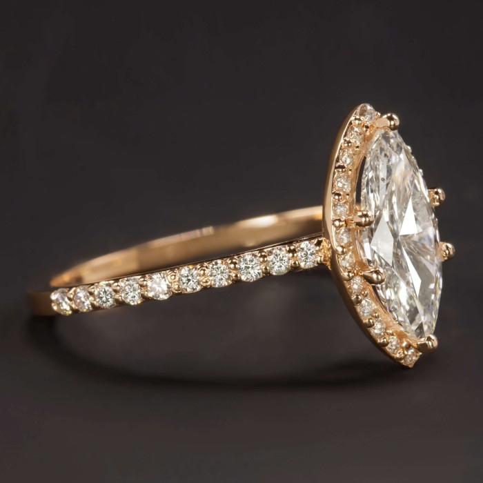 Marquis diamond solitaire ring 18 K gold Diamond Jewelry