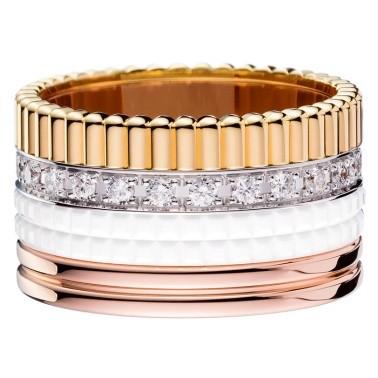 Quatro Diamond Ring 18K Quadran bouch ceramic white gold diamond ring Diamond Jewelry