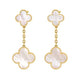 Magid duo Alhambra 18k gold Pearl Earring /necklace Diamond Jewelr