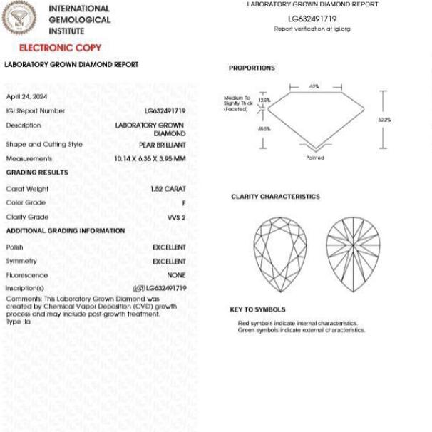 Pearshape Lab Grown Diamond Earring 3CT  18K- Elsy Jewelry