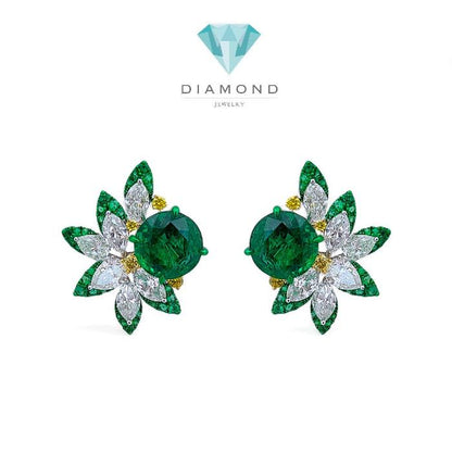 Leaf Emerald Earring 18K / Anting Daun Emeral 18K / Diamond Jewelry 19BA25000VN-HT