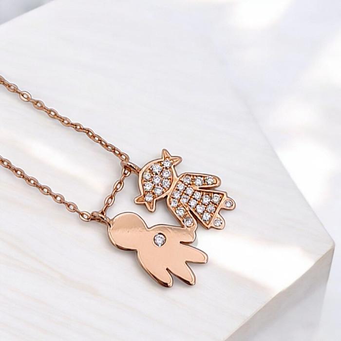 Child boy girl pendant Bimba And Bimbo Diamond Pendant 18K / Diamond Jewelry