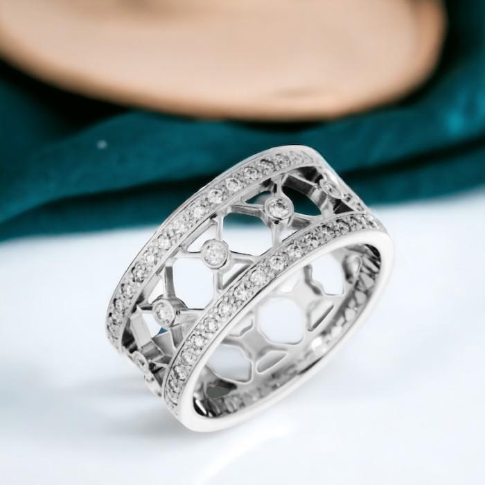 Voila cross diamond ring 18k tif-Diamond Jewelry