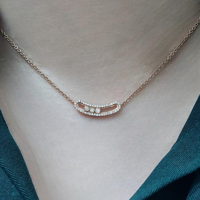 Diamond necklace movable sliding messika movable roundsmile 18k-Diamond Jewelry-18KB612LSWP