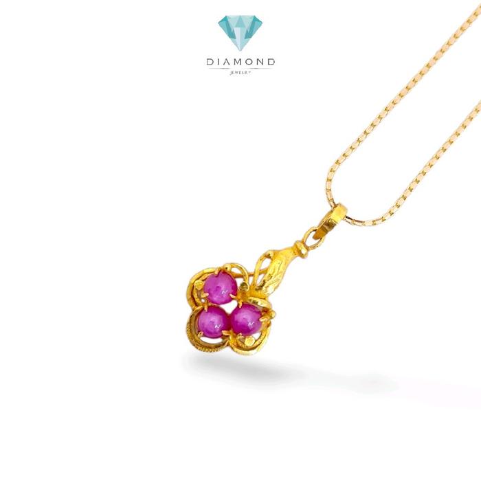 Three Pink Ruby Pendants 23K / Liontin 3 Ping Ruby 23K / Diamond Jewelry / 218LMSWP2