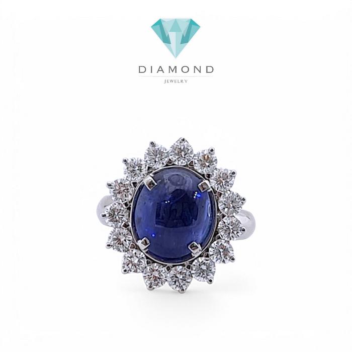 Blue Sapphire Diamond Ring 18K / Diamond Jewelry