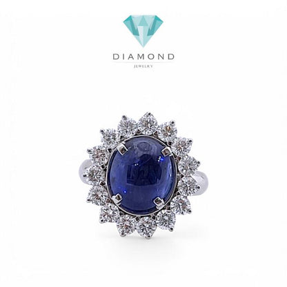 Blue Sapphire Diamond Ring 18K / Diamond Jewelry