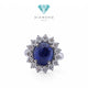 Blue Sapphire Diamond Ring 18K / Diamond Jewelry
