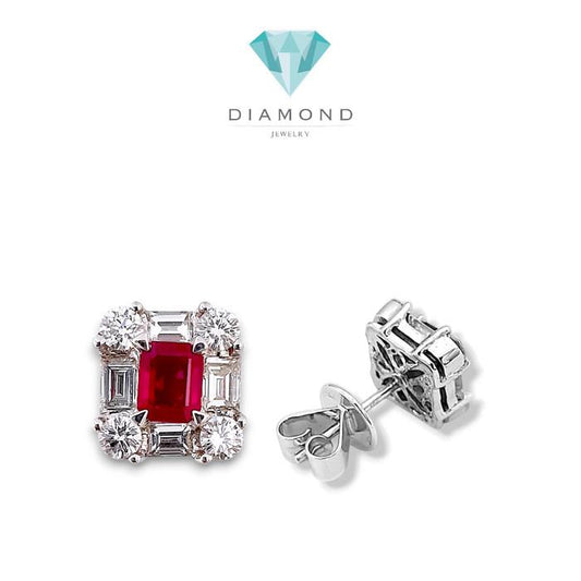 Baguette Ruby Earrings Diamond / Diamond Jewelry