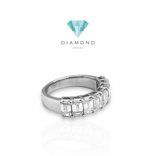Cincin Berian listring bagguette 18K/ diamond ring tennis listring baguette emerald half pave-Diamond Jewelry