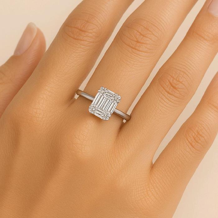 Baguette Diamond Ring 18K / Cincin Berlian Baguette 18K / Diamond Jewelry 95CBD83800AB-HT