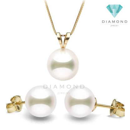 Pearl of Akoya Kalung dan Anting 18K Gold Diamond Jewelry-1AKOYA8-10MMLS/1SEAPEARL13-18MMLS-HT