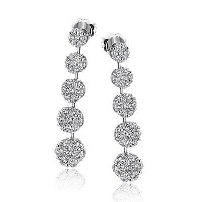 Diamond tennis earring 18k White gold-Diamond Jewelry