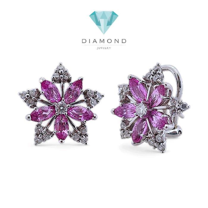 Flower Diamond Earring 18K / Diamond Jewelry 33BCKV24500WP-HT