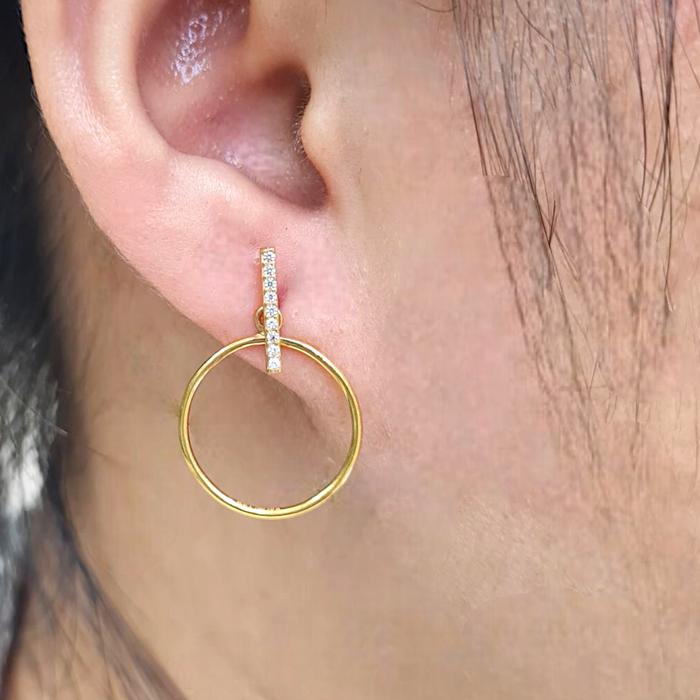 Gold earring anting emas 18k T Diamond Jewelry