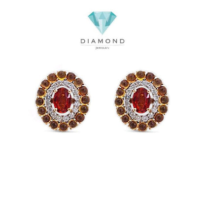 Anting Batu sapphire citrine diamond.OVAL Berlian 18K-Diamond Jewelry